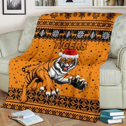 Wests Christmas Premium Blanket Tigers Unique Vibes Orange