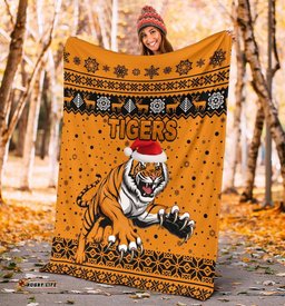 Wests Christmas Premium Blanket Tigers Unique Vibes Orange