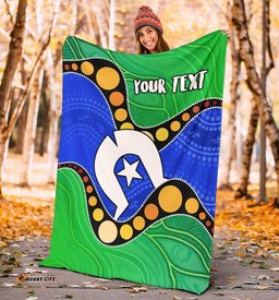 Custom Torres Strait Islands Premium Blanket Flag with Aboriginal Patterns