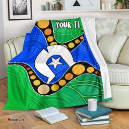 Custom Torres Strait Islands Premium Blanket Flag with Aboriginal Patterns