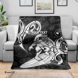 Personalised New Zealand Surfing Blanket Aotearoa Maori Tiki Haka