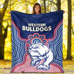 Bulldogs Football Premium Blanket Western Doggies Aboriginal Art Ver.02