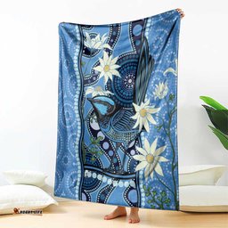 Australia Flannel Flower With Superb Fairywren Blanket Aboriginal Art