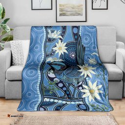 Australia Flannel Flower With Superb Fairywren Blanket Aboriginal Art