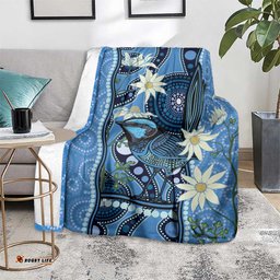 Australia Flannel Flower With Superb Fairywren Blanket Aboriginal Art