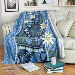 Australia Flannel Flower With Superb Fairywren Blanket Aboriginal Art