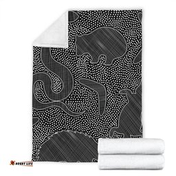 Australia Dot Painting Inspired Aboriginal Blanket - Aboriginal Dot Grey Art With Animals Blanket