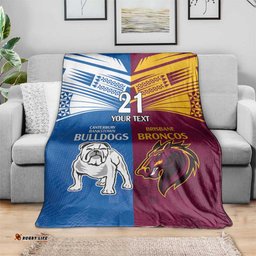 Custom BroncosBulldogs Blanket NRL Tribal Half Style