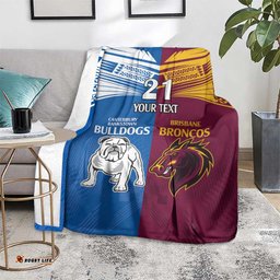 Custom BroncosBulldogs Blanket NRL Tribal Half Style