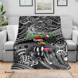 Merry Christmas AFL Collingwood Magpies Blanket Aboriginal Santa Football Mascot