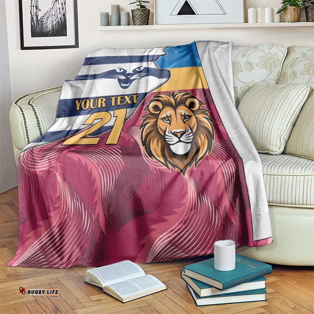 BrisbaneGeelong Football Custom Blanket Cracked Metal Style