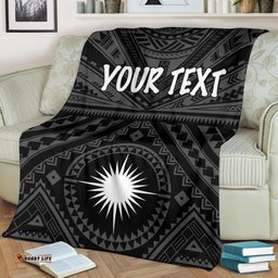 Marshall Personalised Premium Blanket Marshall Seal With Polynesian Tattoo Style Black 02
