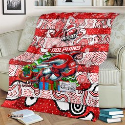 Dolphins Rugby Merry Christmas Blanket Indigenous Australian Art
