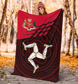 Isle Of Man Premium Blanket Isle Of Man Symbol With Celtic Patterns