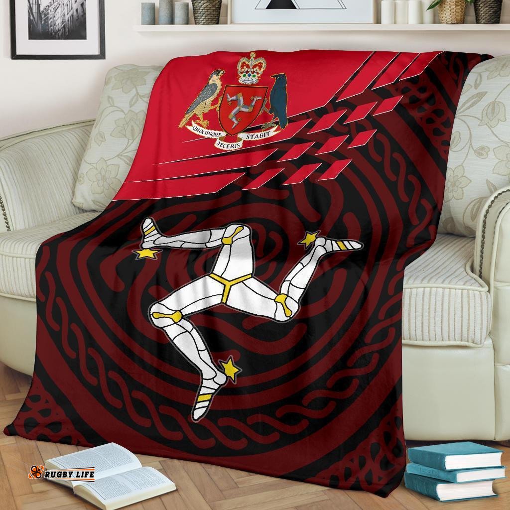 Isle Of Man Premium Blanket Isle Of Man Symbol With Celtic Patterns