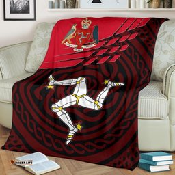 Isle Of Man Premium Blanket Isle Of Man Symbol With Celtic Patterns