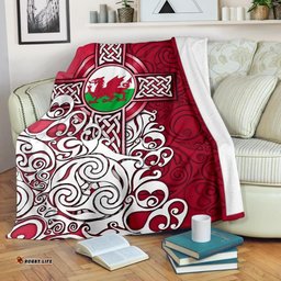 Wales Celtic Premium Blanket Welsh Dragon Flag with Celtic Cross