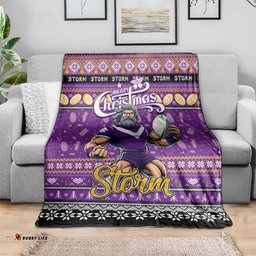 Storm Rugby Xmas Blanket Australia NRL Mascot