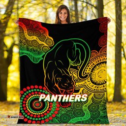 Panthers Rugby Aboriginal Art Black Blanket