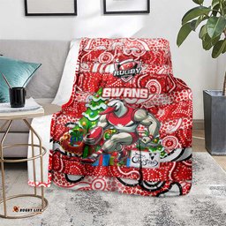 Swans Football Merry Christmas Blanket Indigenous Australian Art