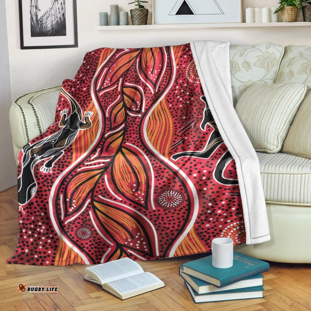 Aboriginal Blanket Aboriginal Pattern Lizard With Kangaroo