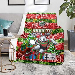 Rabbitohs Rugby Merry Christmas Blanket Indigenous Australian Art