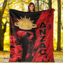 ANZAC Day Soldier Silhouette Remembrance Premium Blanket