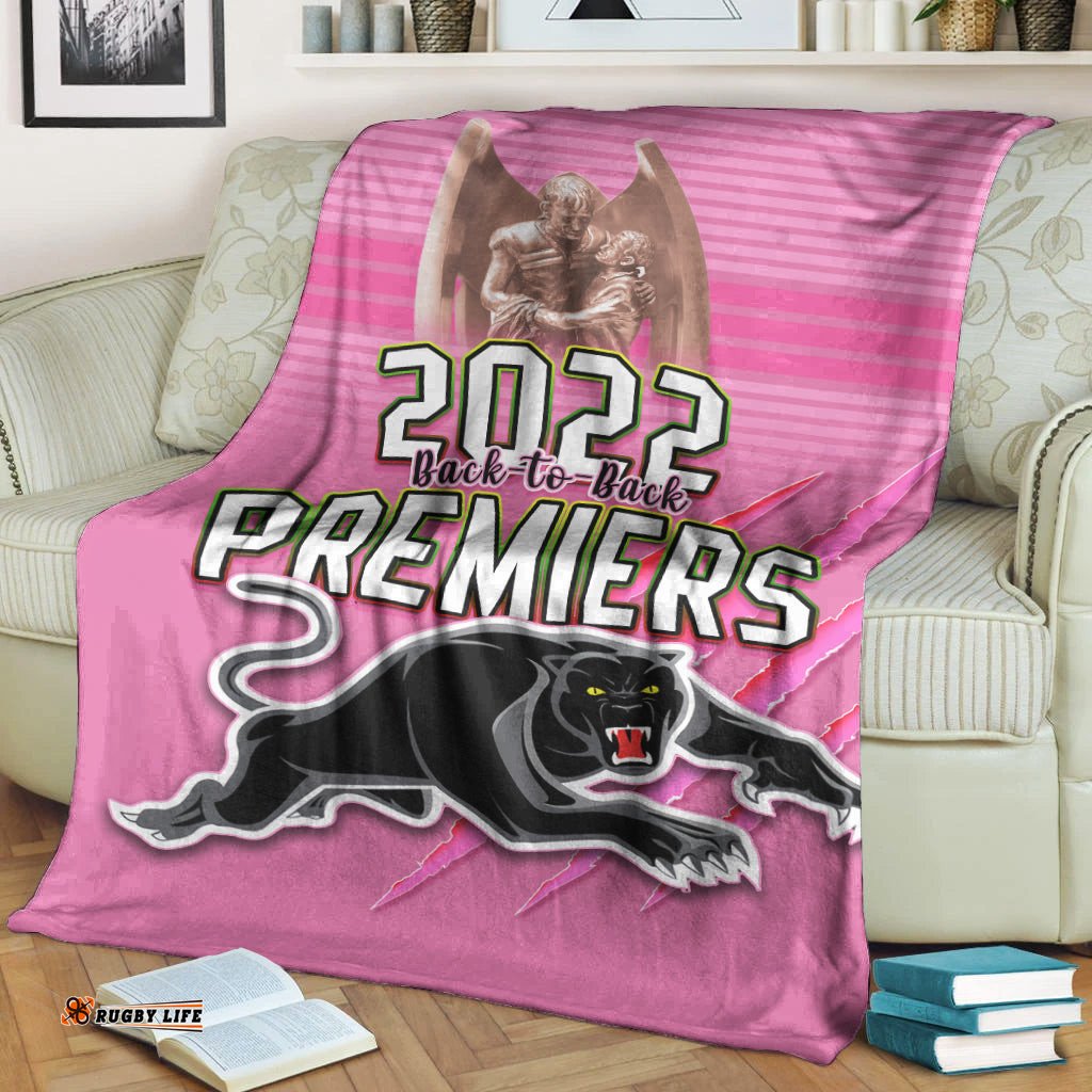 Panthers Proud Premium Blanket Back to Back Premiers Version 01 Pink