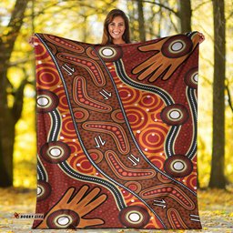 Australia Aboriginal Inspired Blanket - Australian Aboriginal Art Dot Art Orange