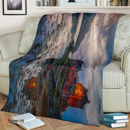 Scotland Sunset Sky Eilean Donan Castle Blanket