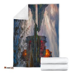Scotland Sunset Sky Eilean Donan Castle Blanket