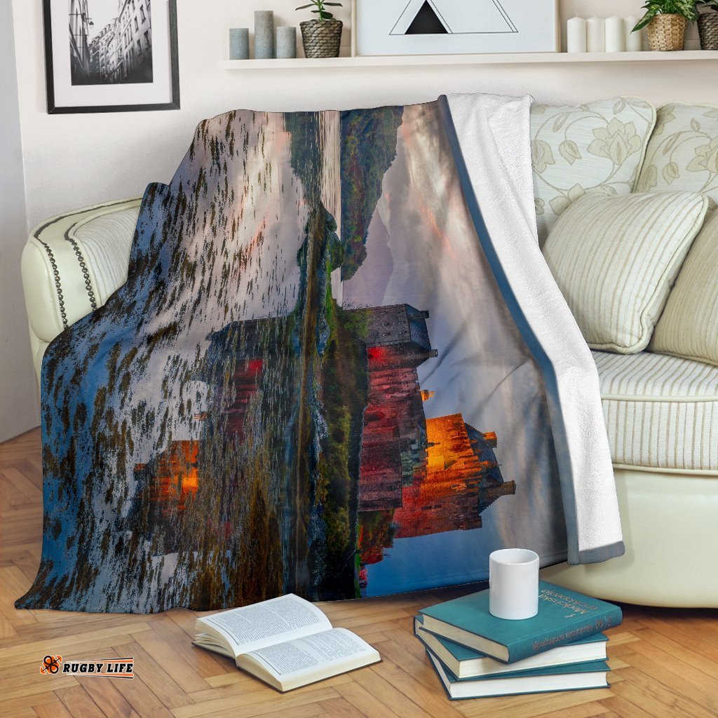 Scotland Sunset Sky Eilean Donan Castle Blanket