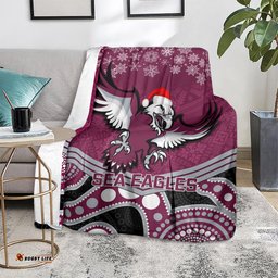 Sea Eagles Rugby Christmas Blanket Merry Xmas Mix Aboriginal Art