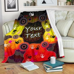 Australia Custom Aboriginal Inspired Blanket - Indigenous Circle Dot Painting Handprints Art