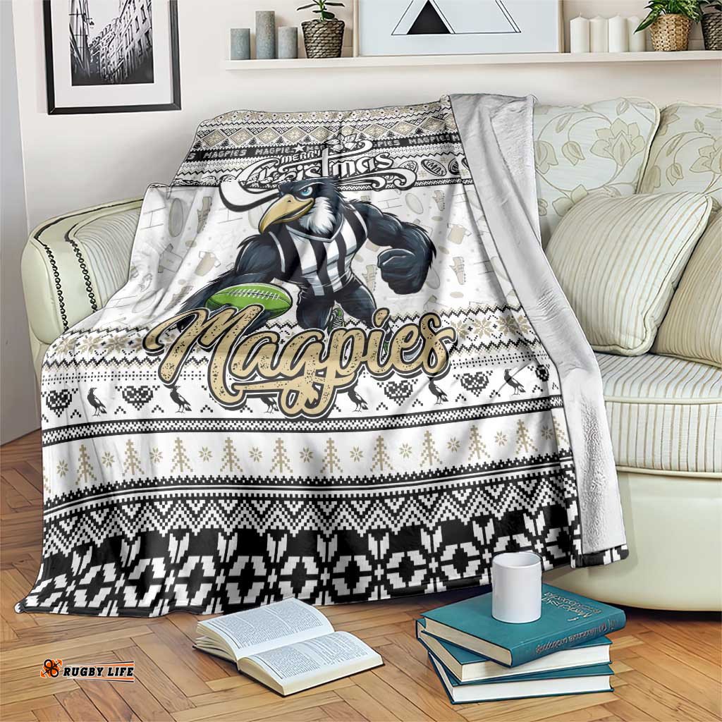 Magpies Football Xmas Blanket Australia AFL Mascot