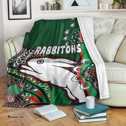 South Sydney Rabbitohs Rugby Custom Blanket Indigenous Dreaming Rabbitohs