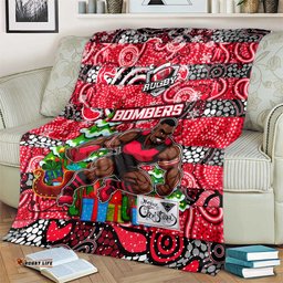 Bombers Football Merry Christmas Blanket Indigenous Australian Art