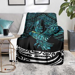 New Zealand Sulphurcrested Cockatoo Blanket Aotearoa Maori Mix Paua Shell