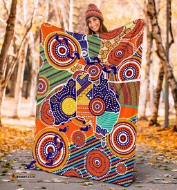 Aboriginal Premium Blanket Australian Map Dot Painting