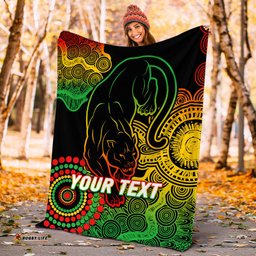 Custom Personalised Panthers Rugby Aboriginal Art Black Blanket