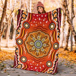Australia Aboriginal Inspired Blanket - The Sun Indigenous Aboiginal Inspired Dot Painting Style