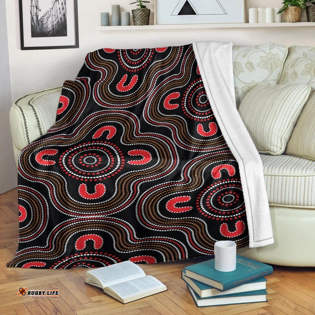 Australia Aboriginal Premium Blanket Indigenous Symbol Dot Painting Art Ver 1