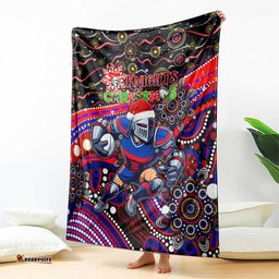 Merry Christmas Newcastle Knights Blanket Aboriginal Santa Rugby Mascot Novocastrians