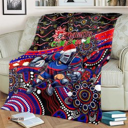 Merry Christmas Newcastle Knights Blanket Aboriginal Santa Rugby Mascot Novocastrians