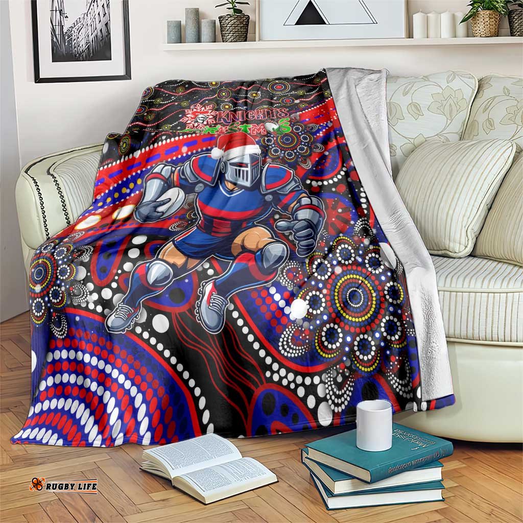 Merry Christmas Newcastle Knights Blanket Aboriginal Santa Rugby Mascot Novocastrians