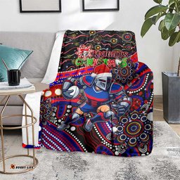Merry Christmas Newcastle Knights Blanket Aboriginal Santa Rugby Mascot Novocastrians