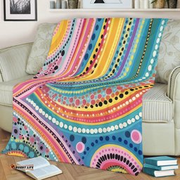 Australia Aboriginal Blanket - Australian Indigenous Aboriginal Art Vivid Pastel Colours Ver 3 Blanket