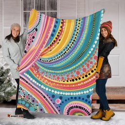 Australia Aboriginal Blanket - Australian Indigenous Aboriginal Art Vivid Pastel Colours Ver 3 Blanket