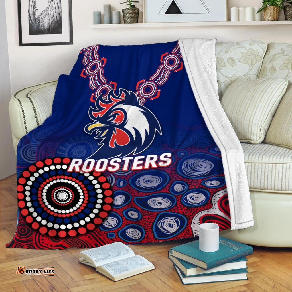 Roosters Rugby Aboriginal Art Blanket