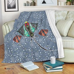 Australia Aboriginal Blanket - Stingray Art In Aboriginal Dot Style Inspired Blanket